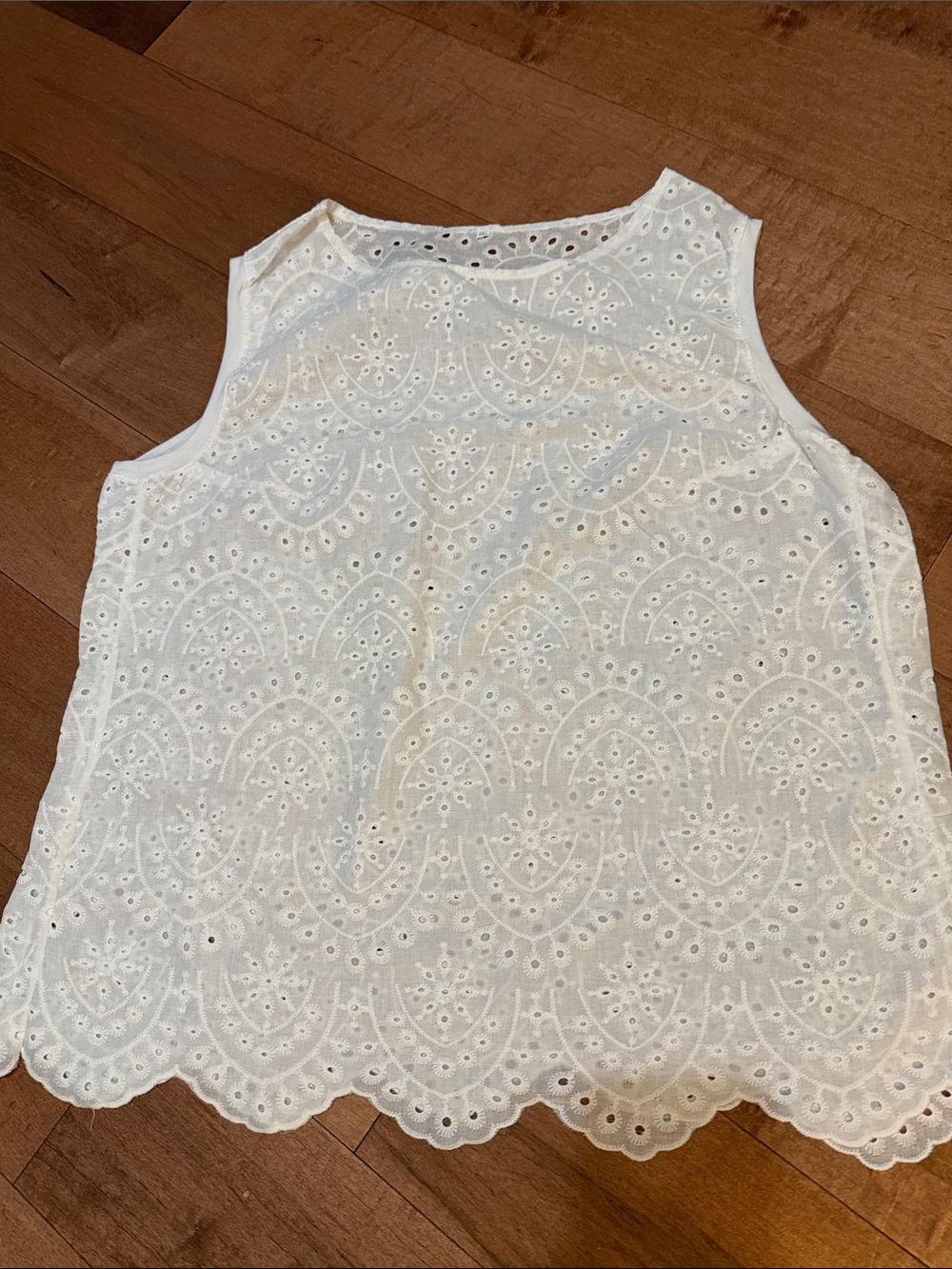 White Eyelet Sleeveless Top - Classic Summer Tank